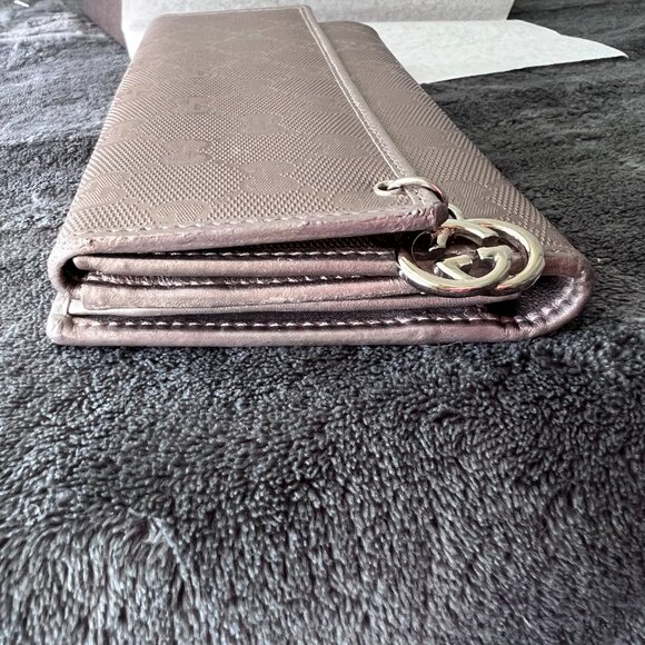 Gucci GG Imprimé Canvas Wallet in Purple/Pewter Metallic with Silver Hardware - Picture 11 of 13